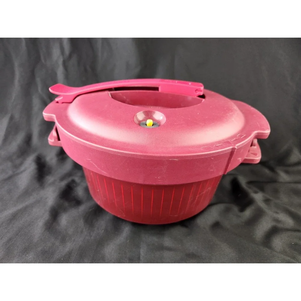 Tupperware Microwave Pressure Cooker 3 Qt/3L with Lid Burgundy Steam Pot